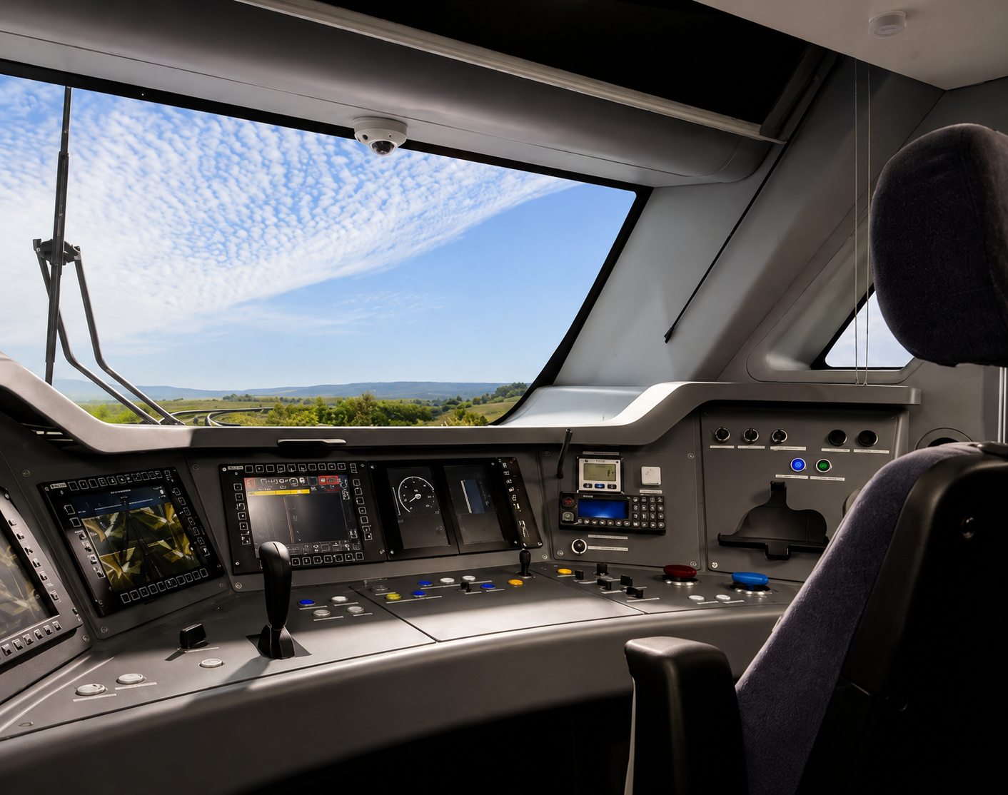 Railway driver cabin control desk